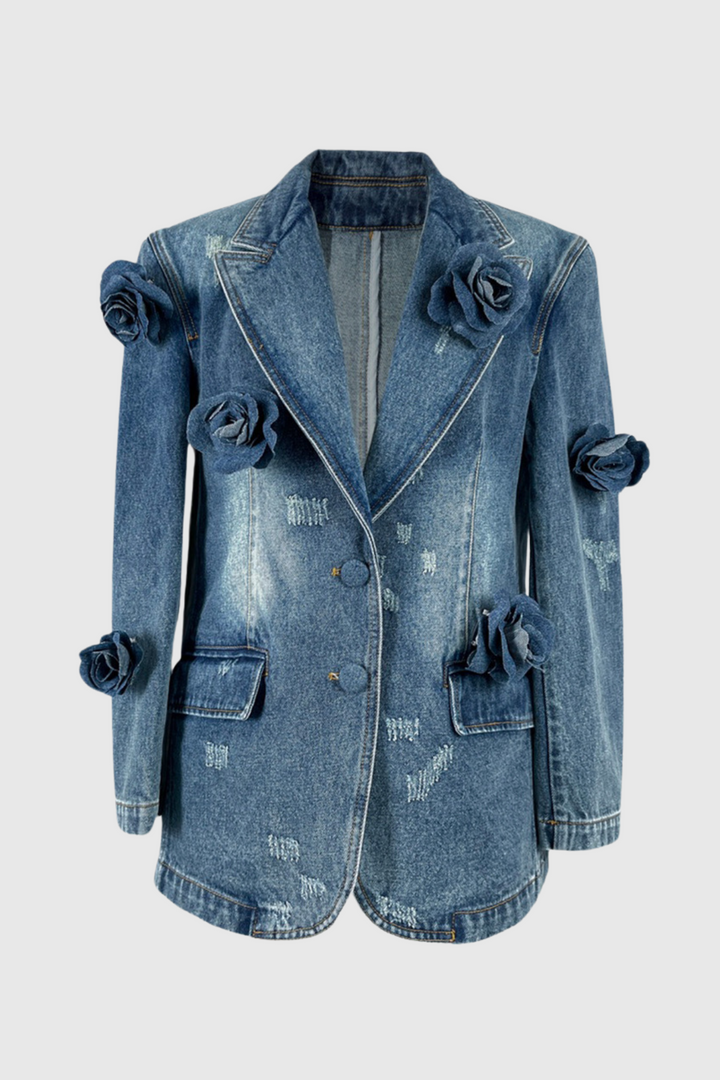 Arden Denim Rosette Lapel Jacket