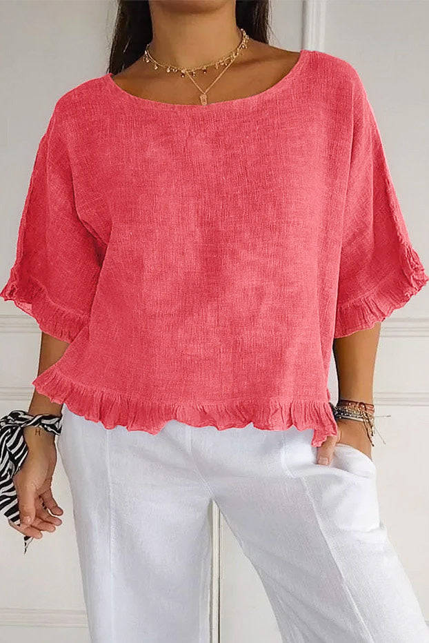 Viviana Ruffle Hem Cotton Top