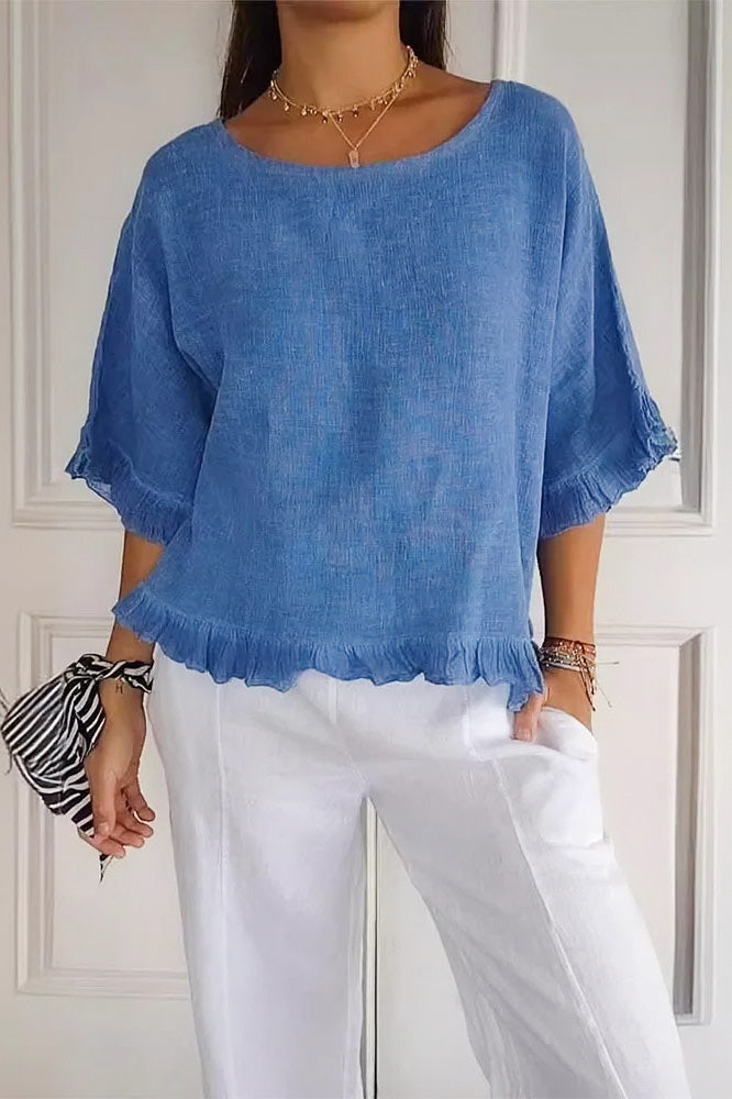 Viviana Ruffle Hem Cotton Top