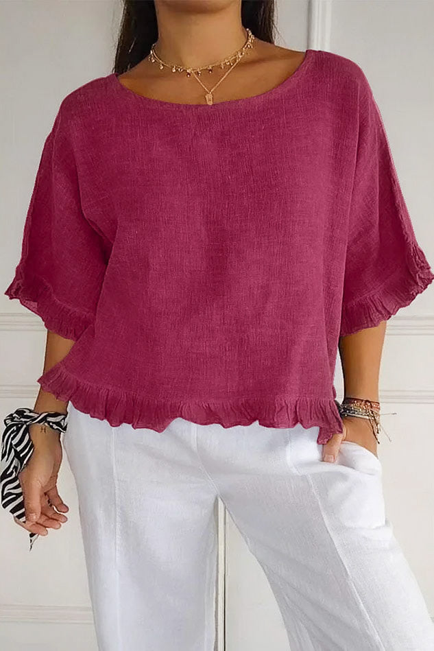 Viviana Ruffle Hem Cotton Top