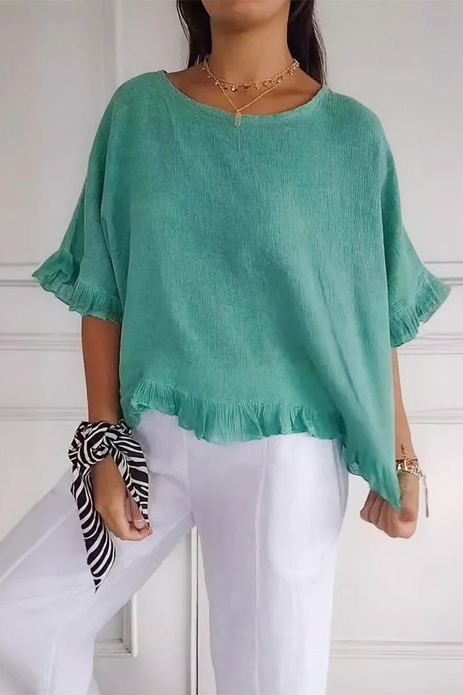 Viviana Ruffle Hem Cotton Top