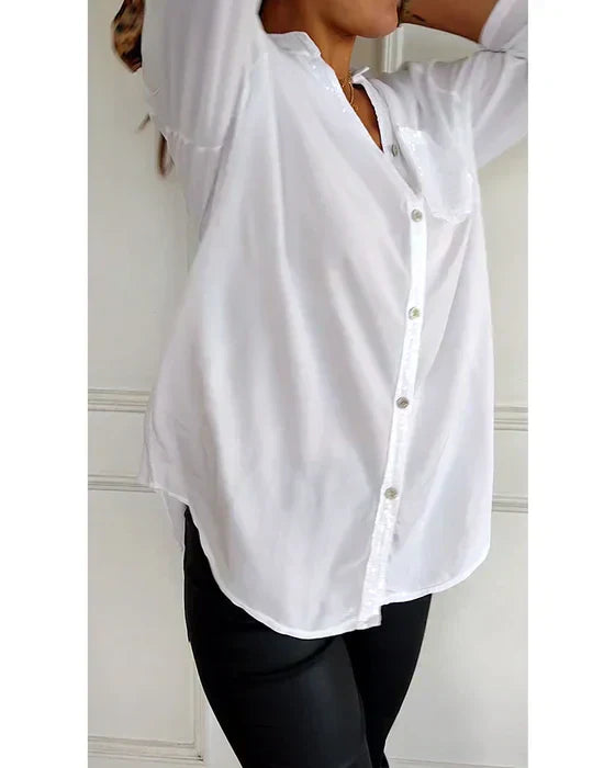 Isola Sequin Pocket Button Down Shirt