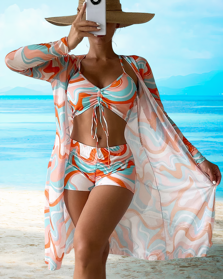 Marlowe High-Waist Bikini Set With Cover-Up