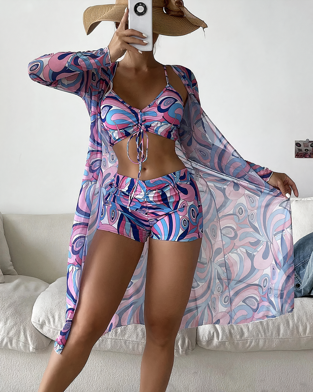 Marlowe High-Waist Bikini Set With Cover-Up