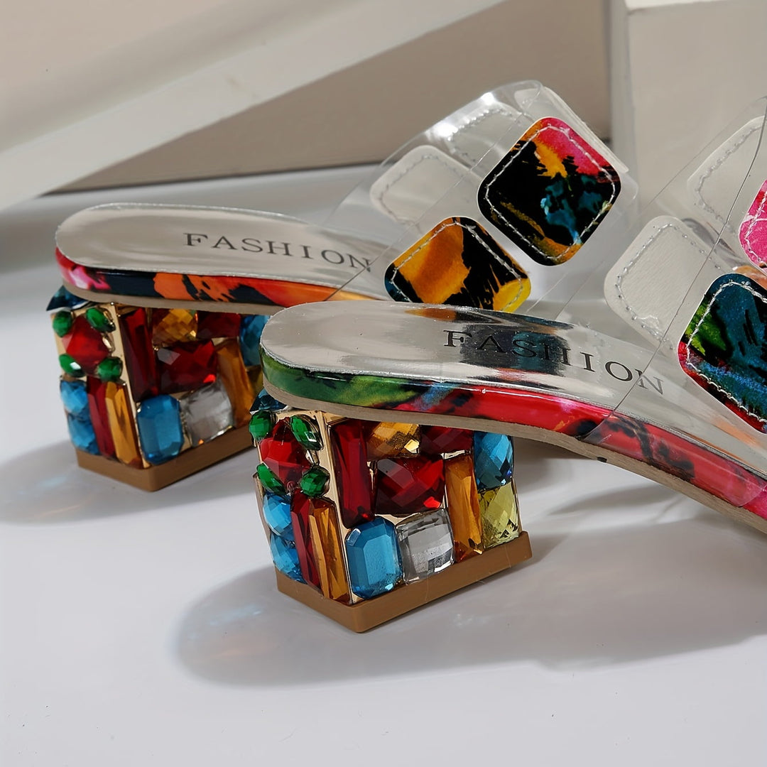 Ruby Gemstone Prism Block Sandals