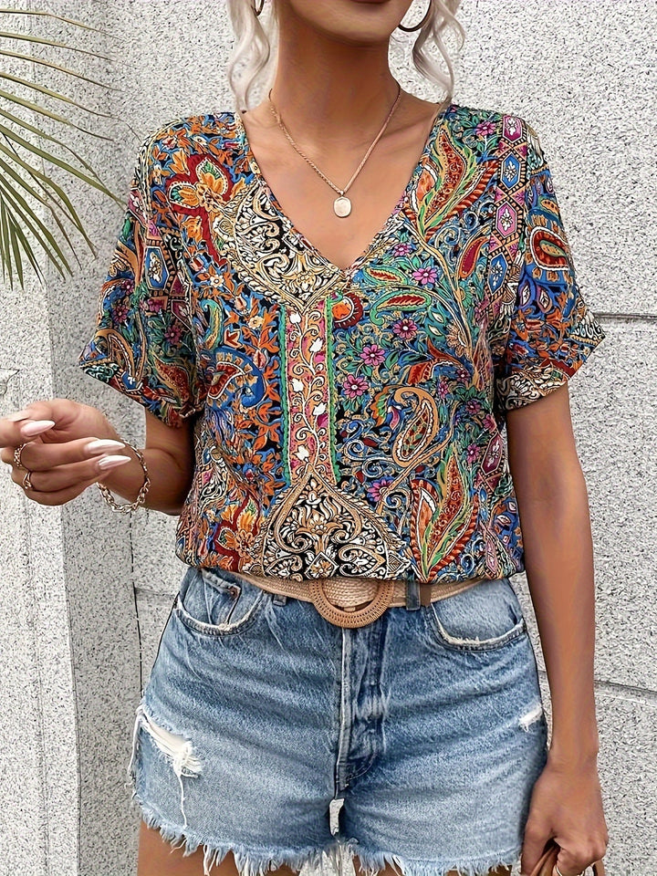 Everleigh Vibrant Paisley T-Shirt Blouse