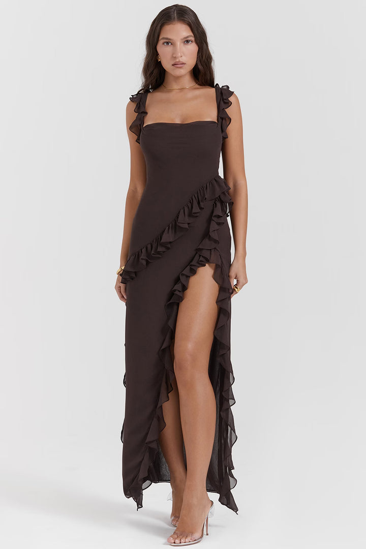 Huntley Asymmetric Ruffle Gown