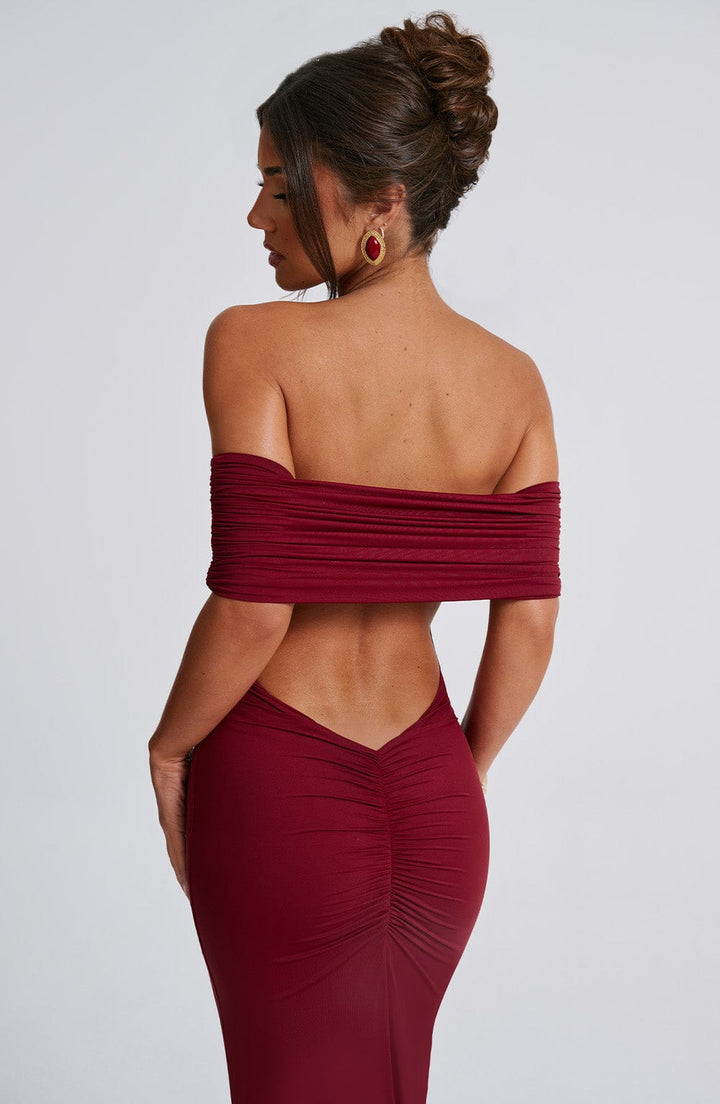 Emmy Off Shoulder Ruched Maxi Dress