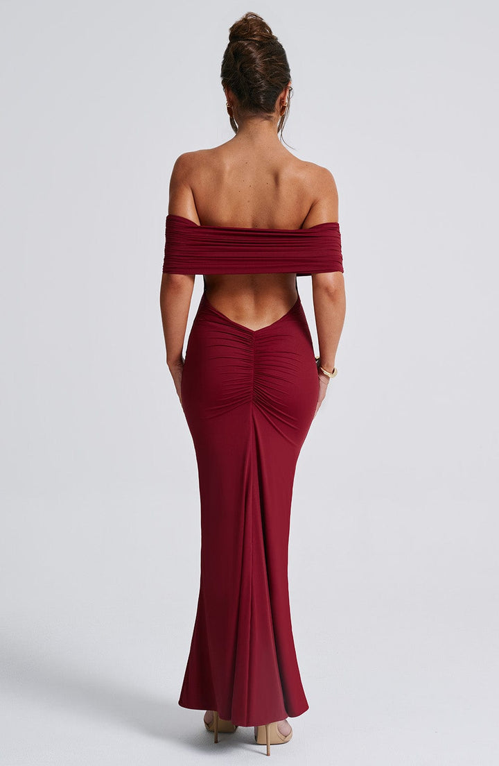 Emmy Off Shoulder Ruched Maxi Dress