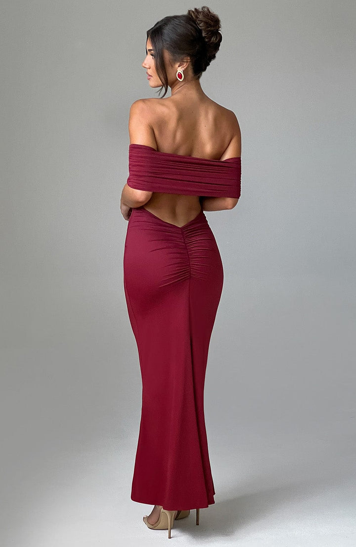 Emmy Off Shoulder Ruched Maxi Dress