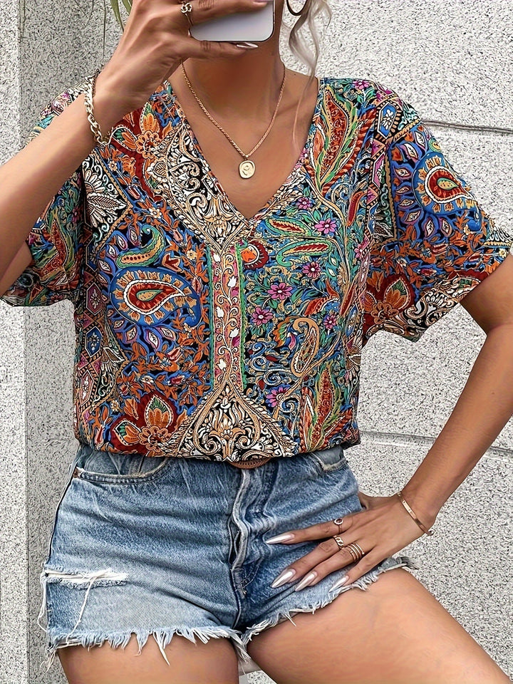 Everleigh Vibrant Paisley T-Shirt Blouse