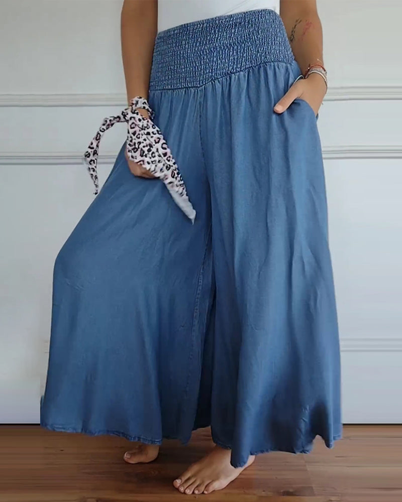 Damsel Smocked Wide-Leg Pants