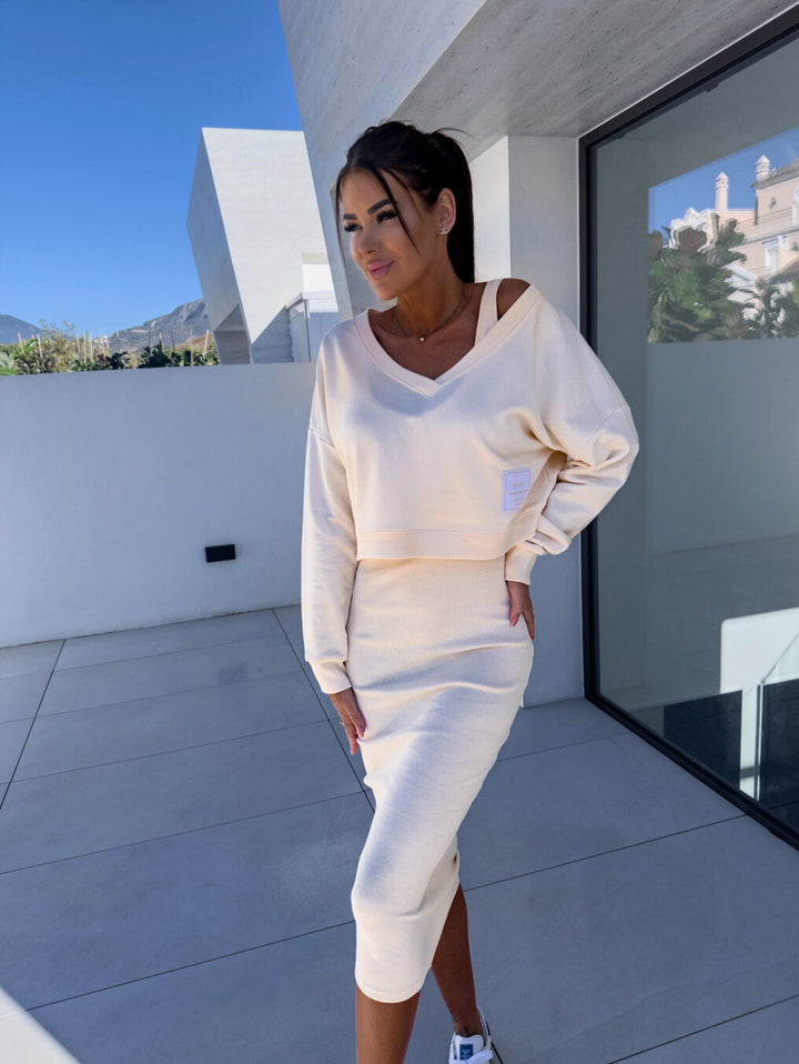 Issey Summer Sweatshirt & Midi Dress Two-Piece Set