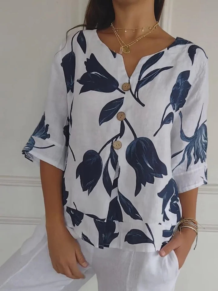 Bellamy Lightweight Floral Button-Down Blouse