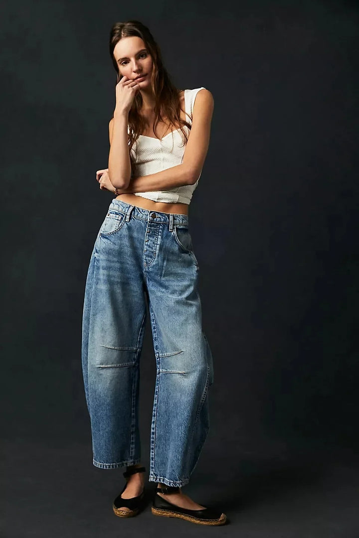 Marley Wide Barrel-Leg Comfort Jeans