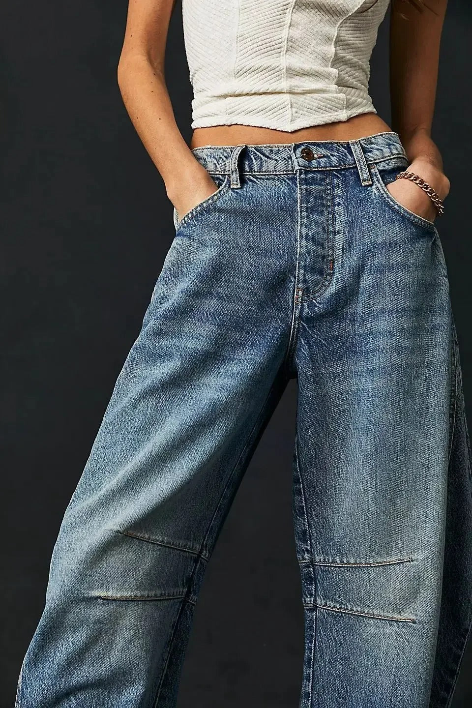 Marley Wide Barrel-Leg Comfort Jeans