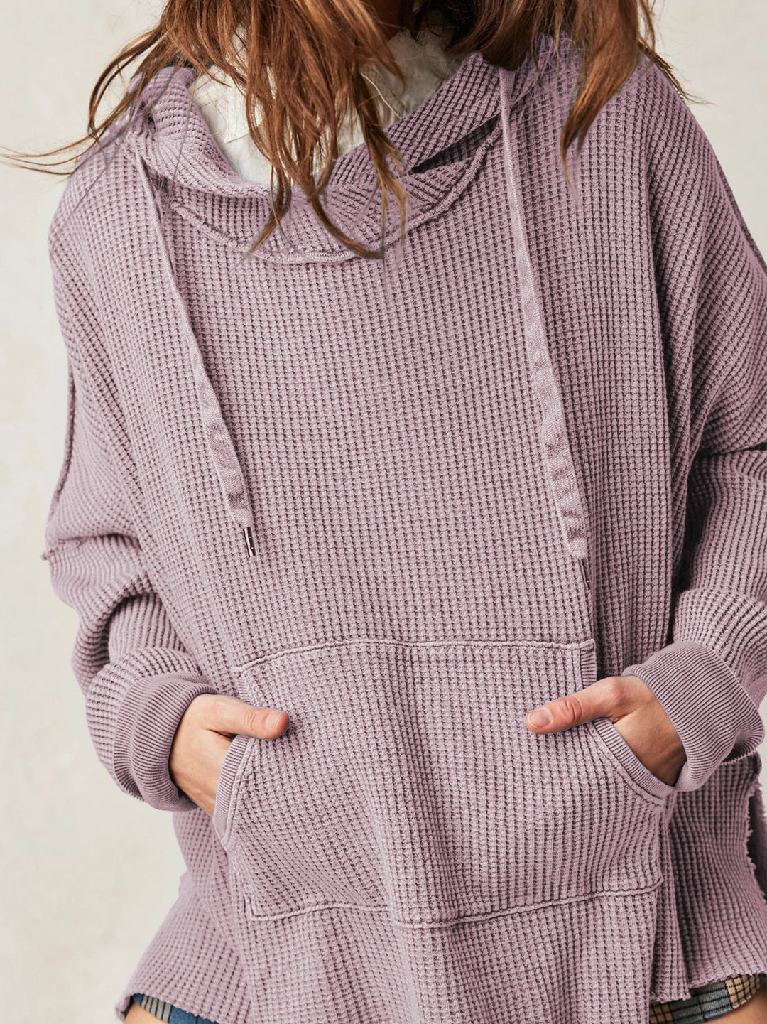 Morgan Oversized Waffle Knit Pullover Hoodie