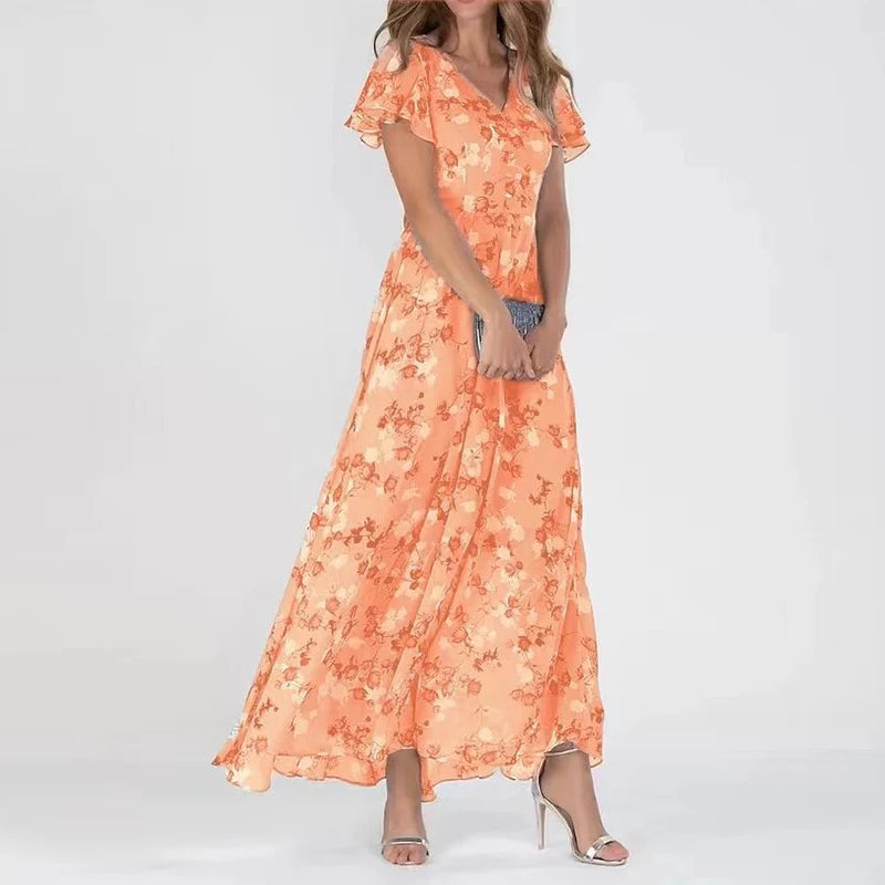 Polly Flutter Sleeve Floral Maxi Dress