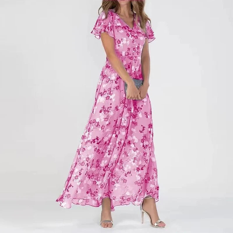 Polly Flutter Sleeve Floral Maxi Dress