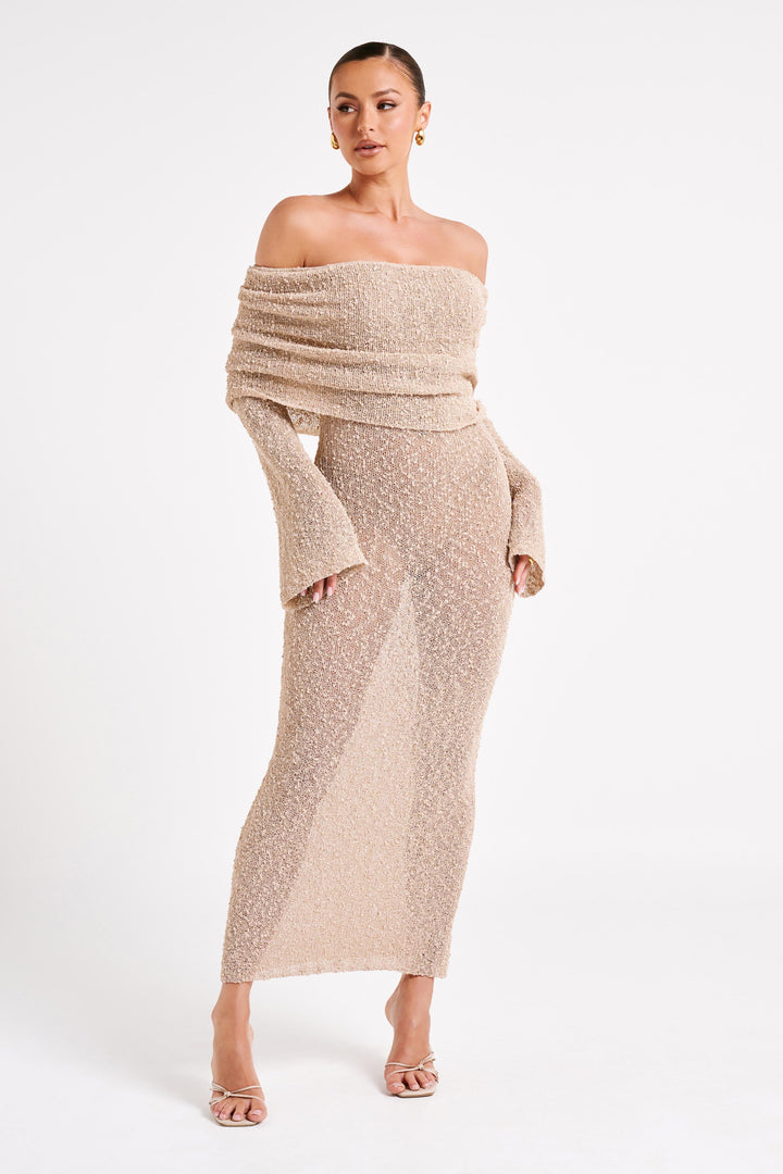 Jessie Off Shoulder Knit Maxi Dress