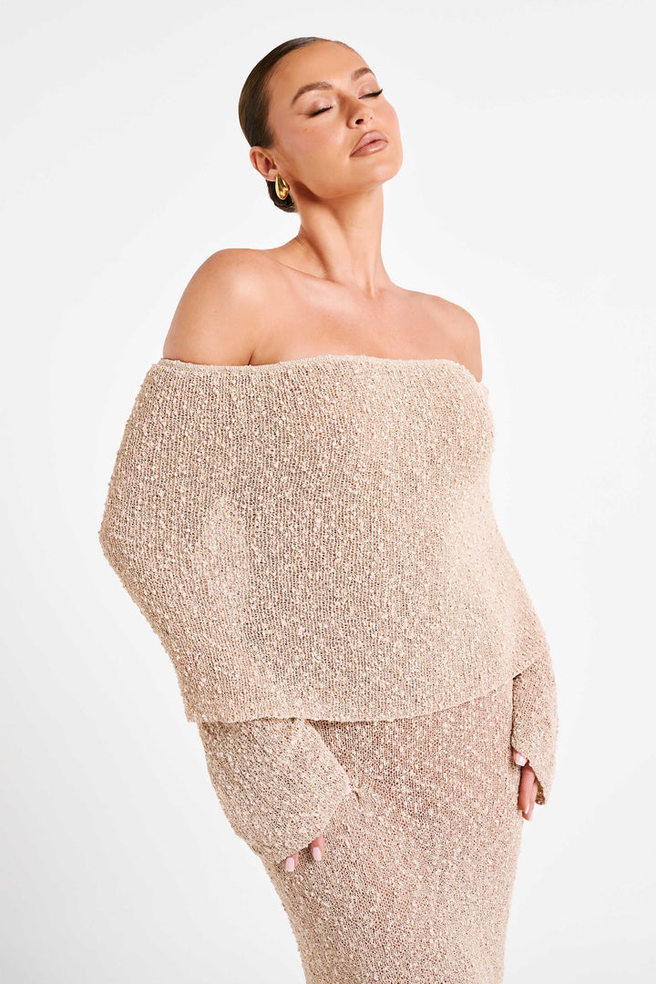 Jessie Off Shoulder Knit Maxi Dress