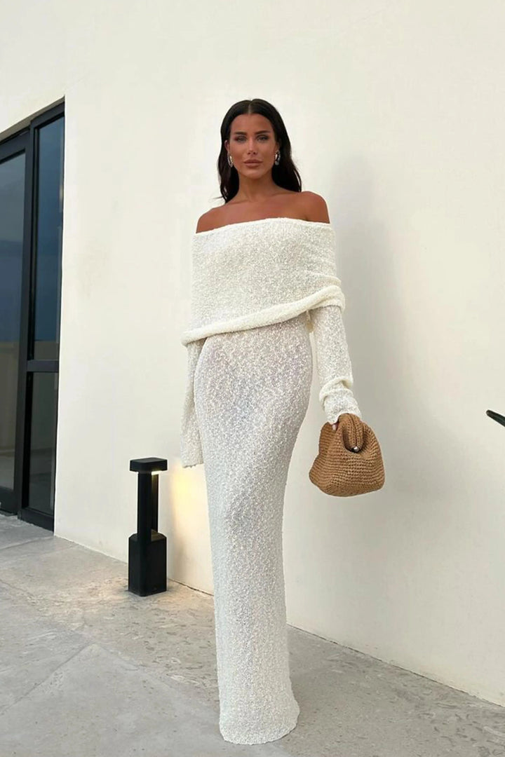 Jessie Off Shoulder Knit Maxi Dress