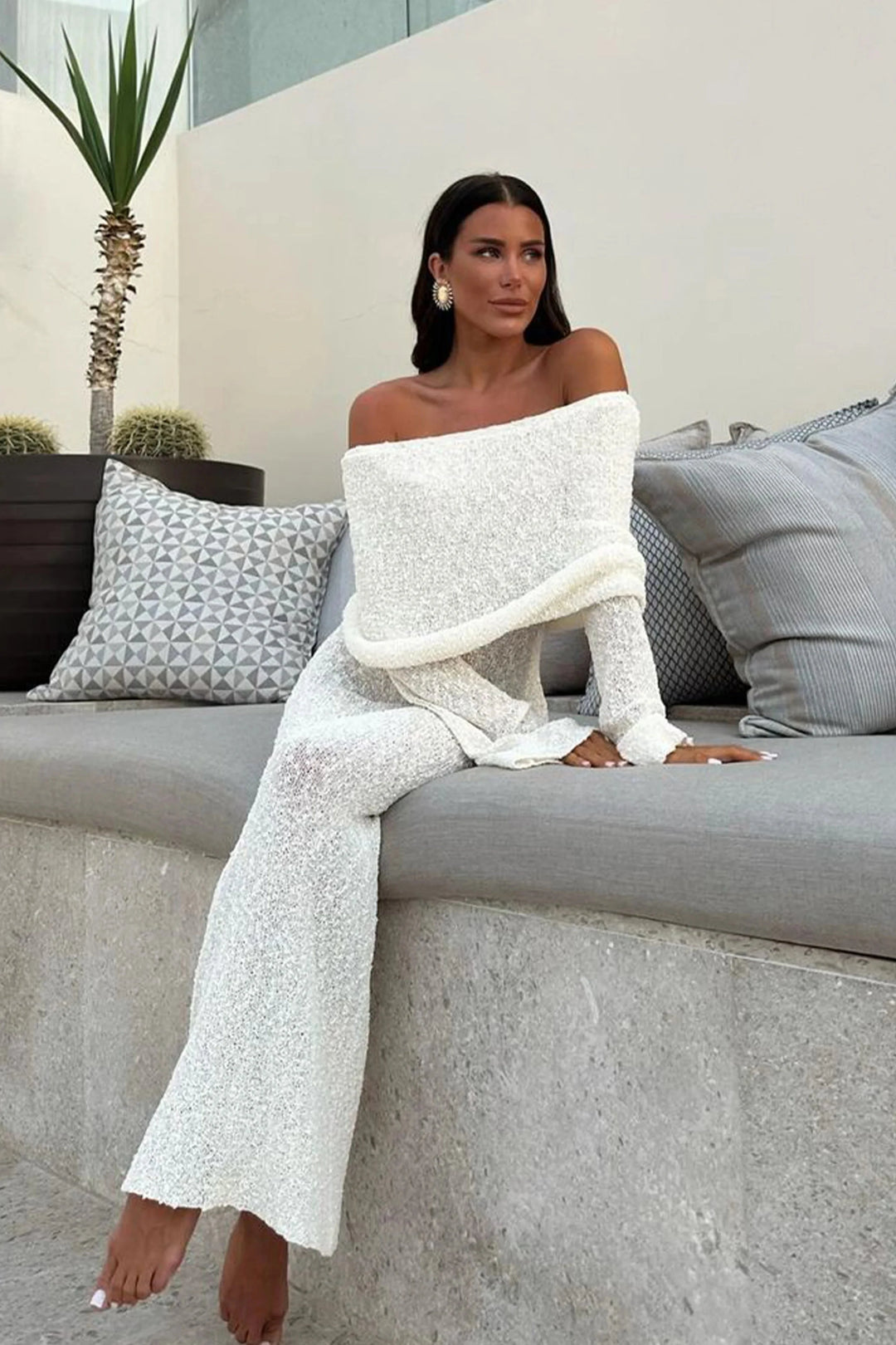 Jessie Off Shoulder Knit Maxi Dress