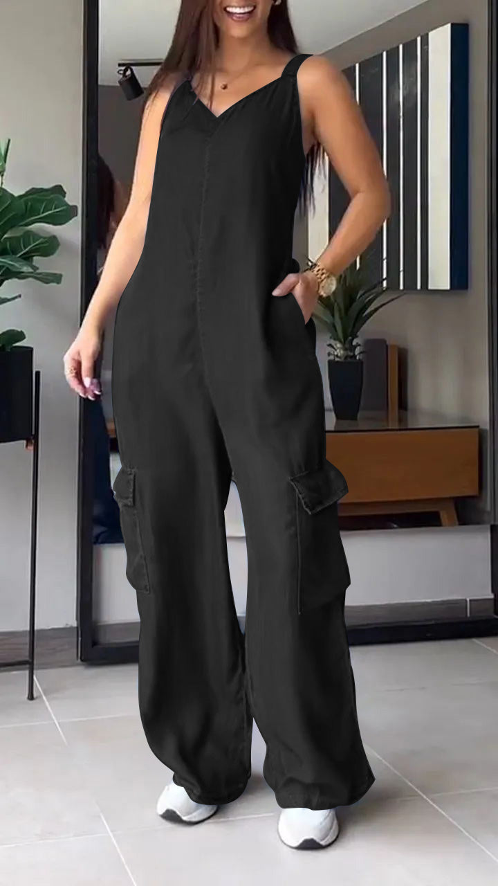 Molly Lightweight Denim Cargo Jumpsuit