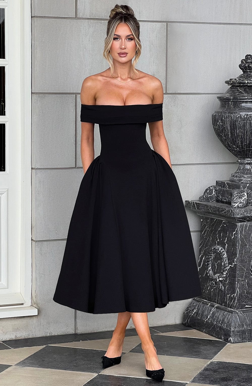 Gloria Off Shoulder Midi Dress