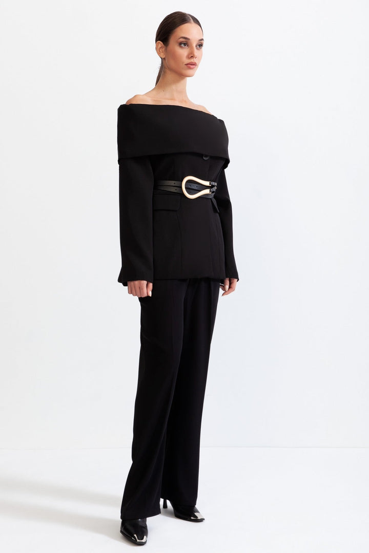 Lucinda Off-The-Shoulder Jacket - Black