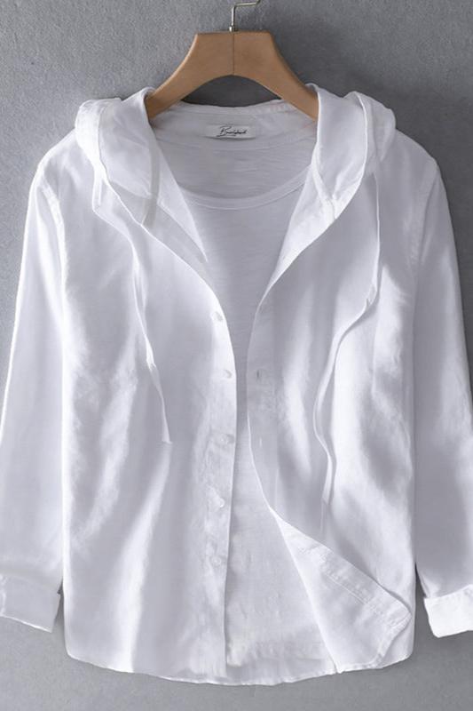 Rosie Hooded Button-Up Cotton Shirt