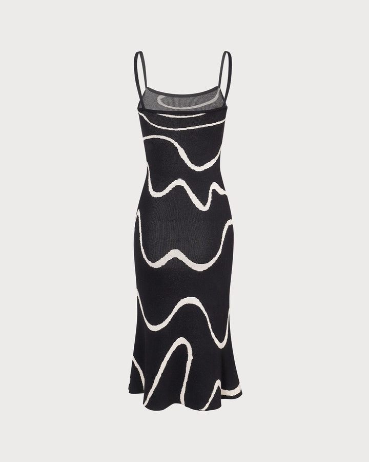 Colleen Contrasting Wave Knit Midi Dress