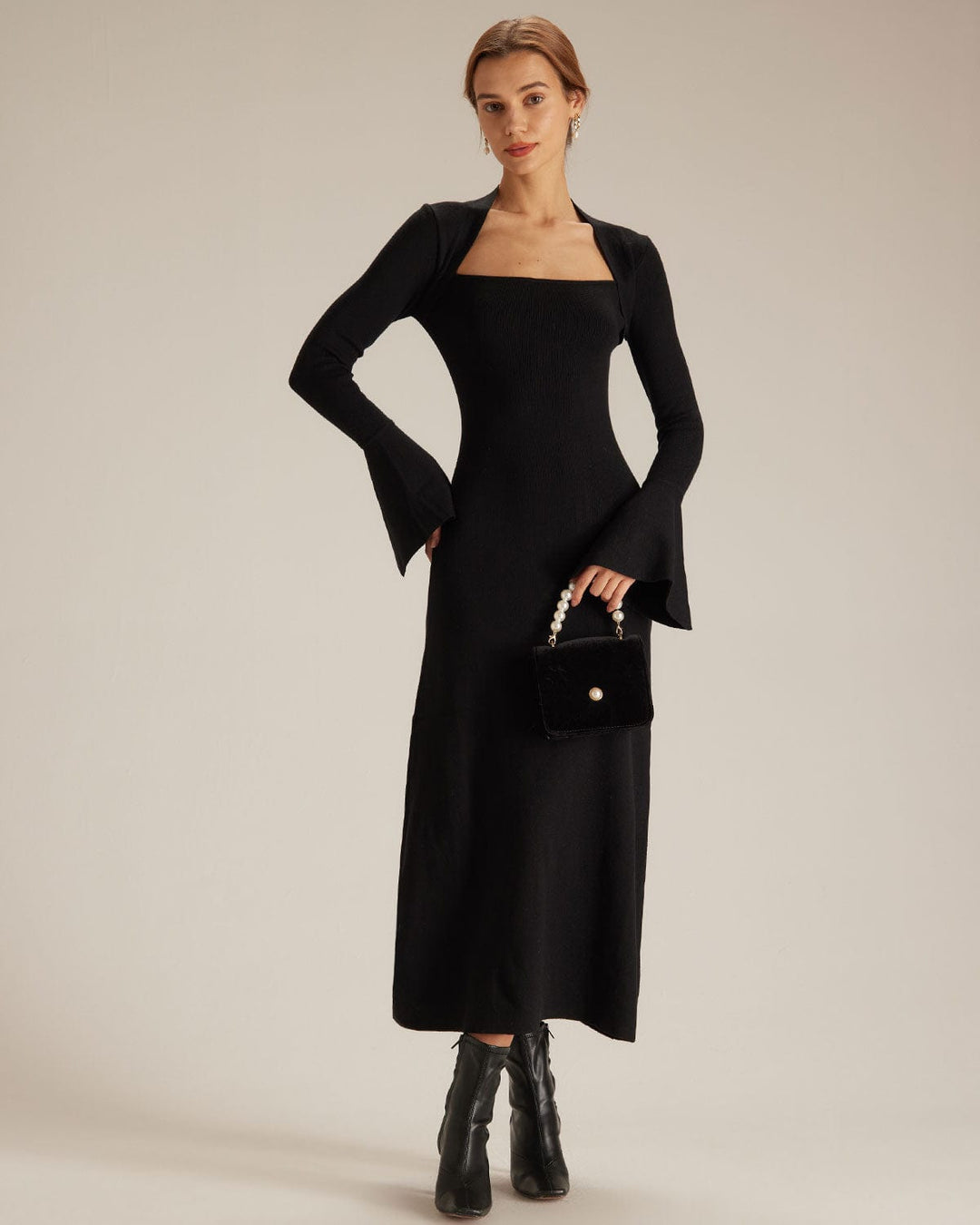 Lyla Flare Sleeve Square Neck Midi Dress