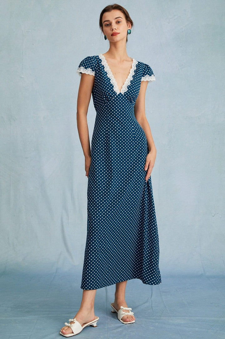 Ellie Lace Polka Dot Maxi Dress